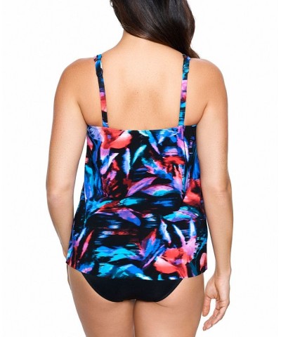 Women's Mirage Underwire Wrap-Front Tankini Top Fuego Flora Black $66.00 Swimsuits