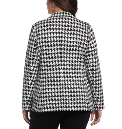 Plus Size Houndstooth Ponte Knit Single Breasted Blazer Black $60.42 Jackets