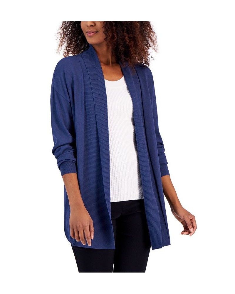 Women's Cardigan Shirt & Jacquard Skinny Pants Blue $24.17 Pants