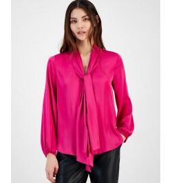 Women's Bow-Tie Long-Sleeve Blouse Jazz Berry $22.62 Tops