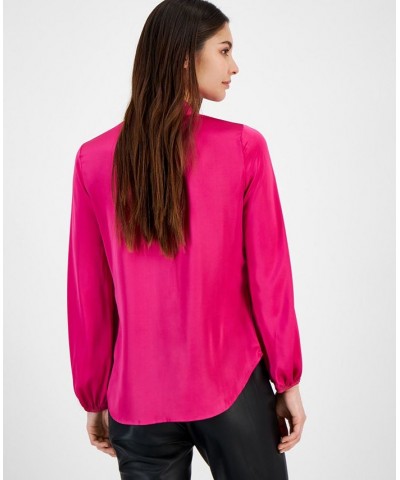 Women's Bow-Tie Long-Sleeve Blouse Jazz Berry $22.62 Tops