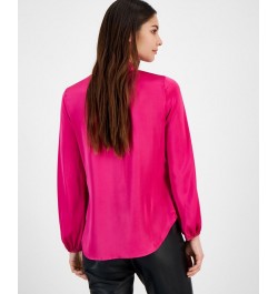 Women's Bow-Tie Long-Sleeve Blouse Jazz Berry $22.62 Tops