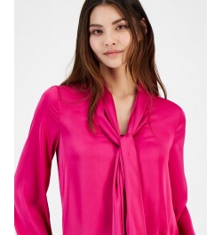 Women's Bow-Tie Long-Sleeve Blouse Jazz Berry $22.62 Tops