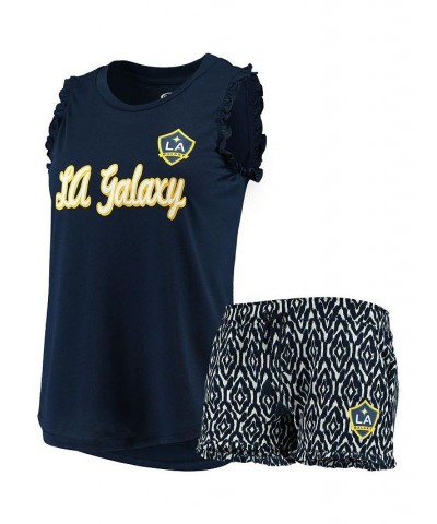Women's Navy and White LA Galaxy Unwind Tank Top and Shorts Pajama Set Navy, White $26.40 Pajama