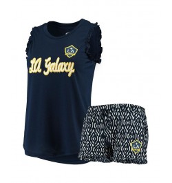 Women's Navy and White LA Galaxy Unwind Tank Top and Shorts Pajama Set Navy, White $26.40 Pajama