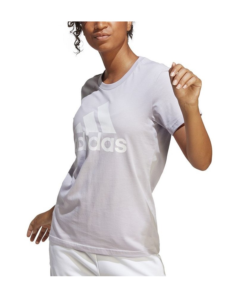 Women's Essentials Logo Cotton T-Shirt XS-4X Silver Dawn/white $13.65 Tops