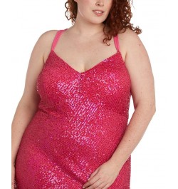 Trendy Plus Size Sequin Ruffled High-Low Gown Pink $65.91 Dresses