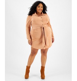 Plus Size Tie-Front Dress Tan/Beige $18.98 Dresses