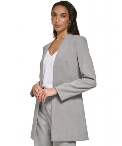 Women's Open Front Collarless Topper Jacket Heather Grey $46.27 Jackets