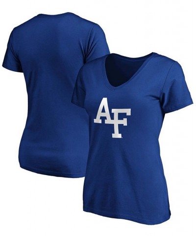 Plus Size Royal Air Force Falcons Primary Logo V-Neck T-shirt Blue $17.15 Tops
