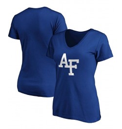 Plus Size Royal Air Force Falcons Primary Logo V-Neck T-shirt Blue $17.15 Tops