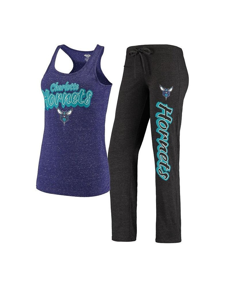 Women's Black Purple Charlotte Hornets Racerback Tank Top and Pants Sleep Set Black, Purple $30.10 Pajama