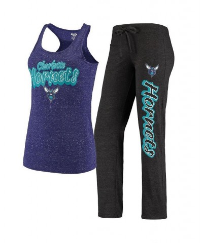 Women's Black Purple Charlotte Hornets Racerback Tank Top and Pants Sleep Set Black, Purple $30.10 Pajama