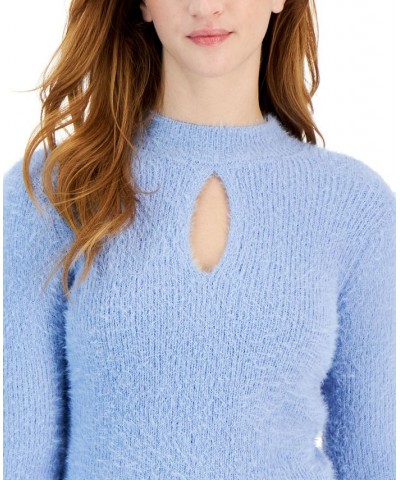 Juniors' Eyelash Keyhole-Detail Mock-Neck Sweater Stormy Peri $15.97 Sweaters