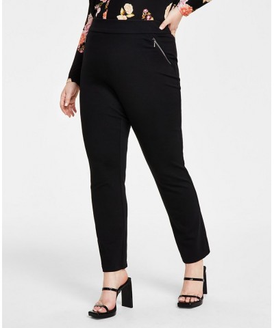 Plus Size Split-Neck Top & High-Rise Straight-Leg Pants Deep Black $23.66 Pants