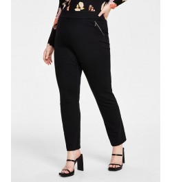 Plus Size Split-Neck Top & High-Rise Straight-Leg Pants Deep Black $23.66 Pants