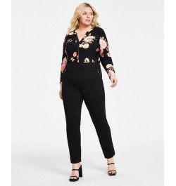 Plus Size Split-Neck Top & High-Rise Straight-Leg Pants Deep Black $23.66 Pants