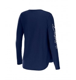 Women's Navy Dallas Cowboys Plus Size Scoop Neck Long Sleeve T-shirt Navy $32.39 Tops