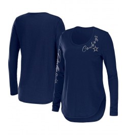 Women's Navy Dallas Cowboys Plus Size Scoop Neck Long Sleeve T-shirt Navy $32.39 Tops