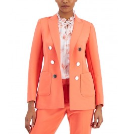 Faux Double Breasted Blazer Printed Chiffon Blouse and Bowie Pants Red Pear $38.64 Pants