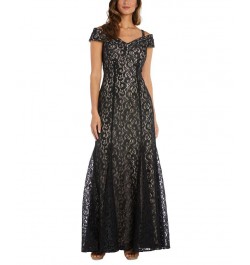 Off-The-Shoulder Lace Gown Black Nude $69.29 Dresses