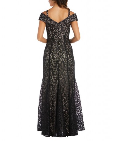 Off-The-Shoulder Lace Gown Black Nude $69.29 Dresses