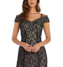 Off-The-Shoulder Lace Gown Black Nude $69.29 Dresses