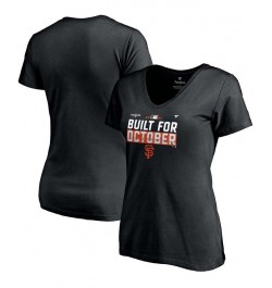 Women's Plus Size Black San Francisco Giants 2021 Postseason Locker Room V-Neck T-shirt Black $18.24 Tops
