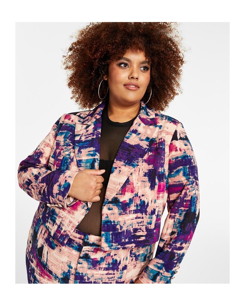 Trendy Plus Size Cropped Open-Front Blazer Multi $30.58 Jackets