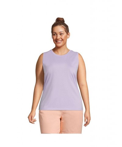 Women's Plus Size Supima Cotton Crew Neck Tank Top Lavender cloud $20.19 Tops