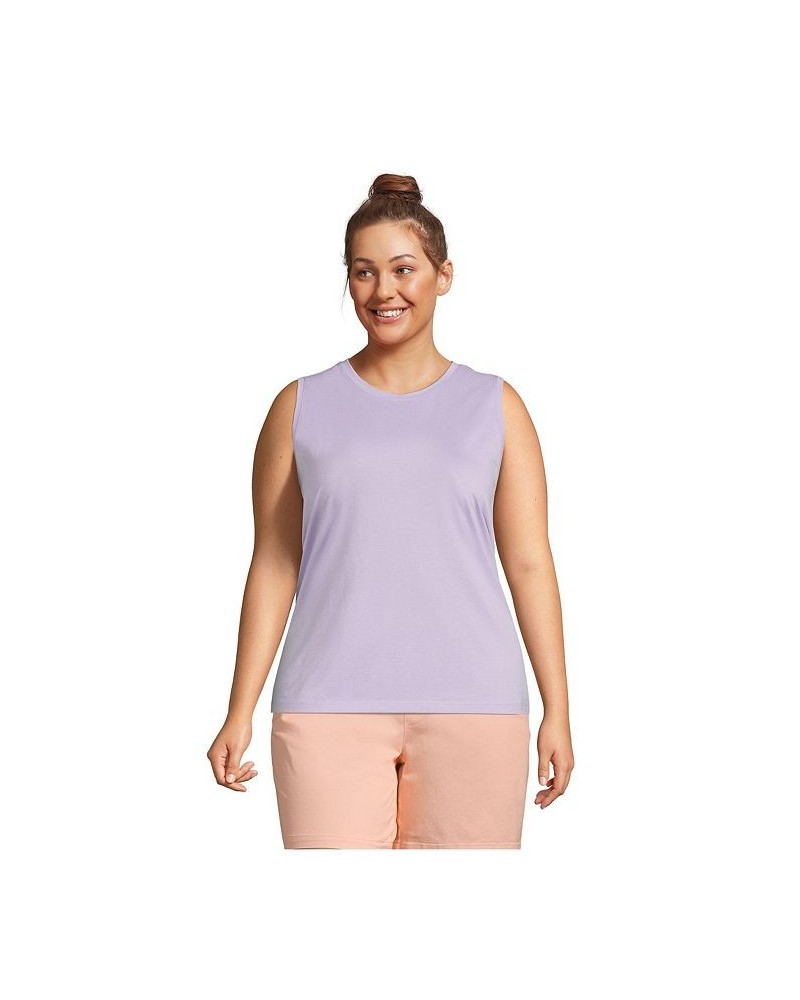 Women's Plus Size Supima Cotton Crew Neck Tank Top Lavender cloud $20.19 Tops