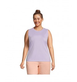 Women's Plus Size Supima Cotton Crew Neck Tank Top Lavender cloud $20.19 Tops