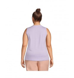 Women's Plus Size Supima Cotton Crew Neck Tank Top Lavender cloud $20.19 Tops