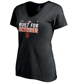 Women's Plus Size Black San Francisco Giants 2021 Postseason Locker Room V-Neck T-shirt Black $18.24 Tops