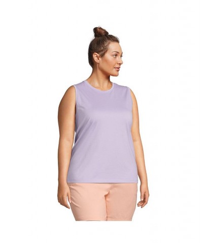 Women's Plus Size Supima Cotton Crew Neck Tank Top Lavender cloud $20.19 Tops