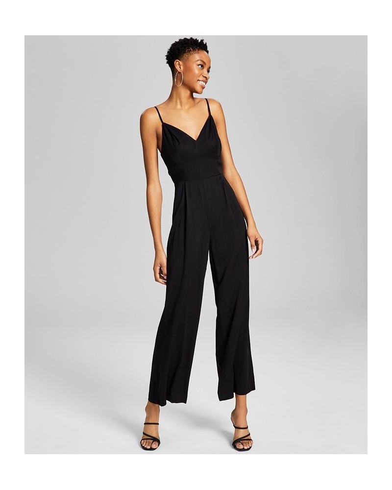 Women's Sleeveless Pull-On Wide-Leg Jumpsuit Black $18.96 Pants