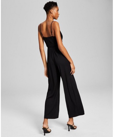 Women's Sleeveless Pull-On Wide-Leg Jumpsuit Black $18.96 Pants