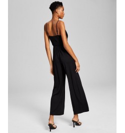 Women's Sleeveless Pull-On Wide-Leg Jumpsuit Black $18.96 Pants