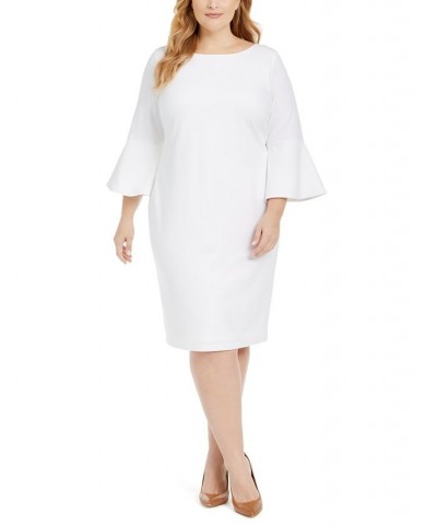 Plus Size Bell-Sleeve Sheath Dress White $49.49 Dresses