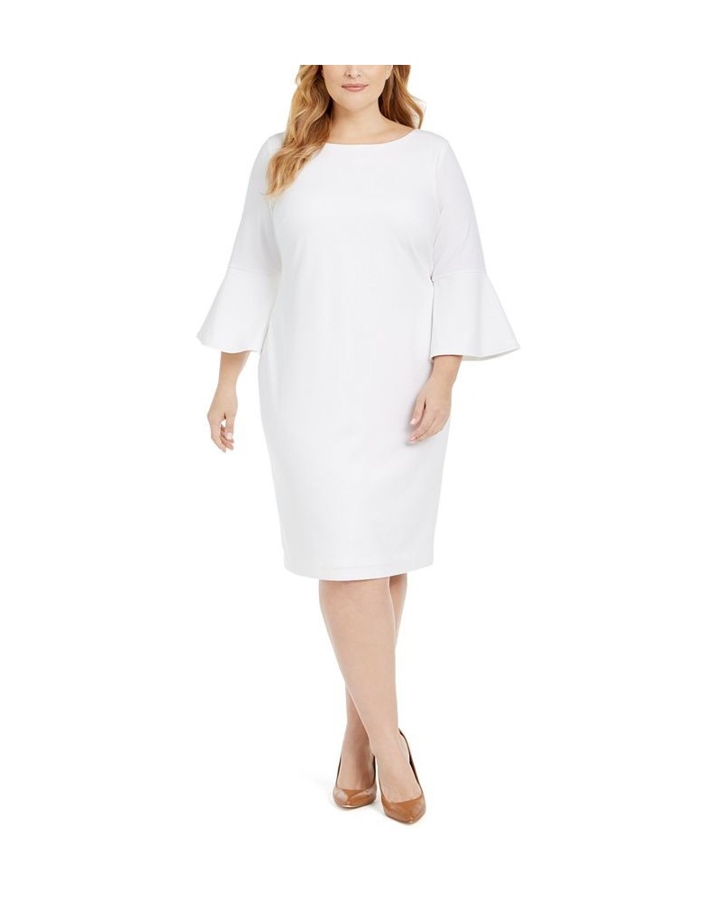 Plus Size Bell-Sleeve Sheath Dress White $49.49 Dresses