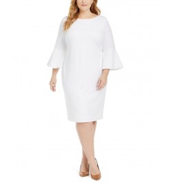 Plus Size Bell-Sleeve Sheath Dress White $49.49 Dresses