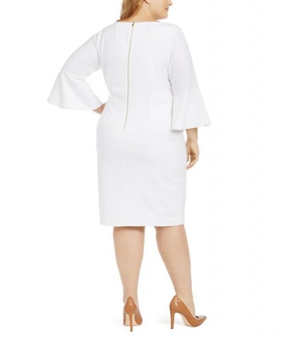 Plus Size Bell-Sleeve Sheath Dress White $49.49 Dresses