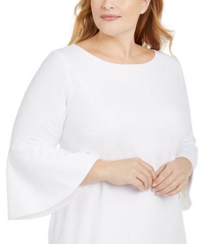 Plus Size Bell-Sleeve Sheath Dress White $49.49 Dresses