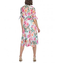 Women's Floral-Print Midi Shirtdress Hibscus Multi $56.16 Dresses