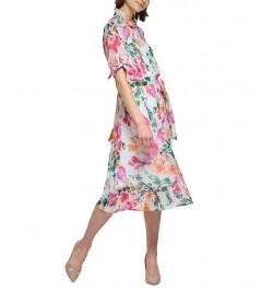 Women's Floral-Print Midi Shirtdress Hibscus Multi $56.16 Dresses