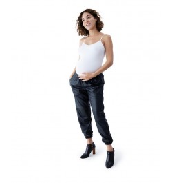 Women's Maternity Faux Leather Jogger Black $45.36 Pants