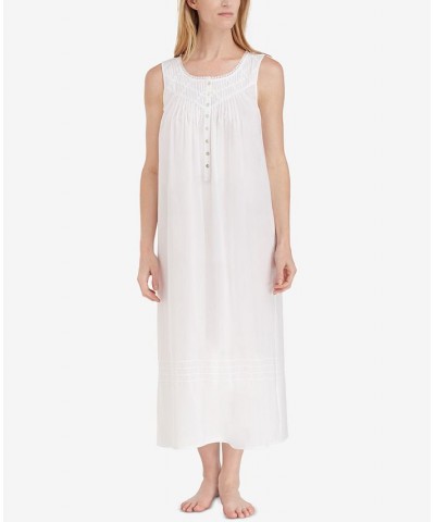 Lace-Trimmed Cotton Ballet-Length Nightgown White $43.46 Sleepwear