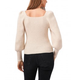 Long Sleeve Square Neck Sparkle Sweater White $36.09 Sweaters