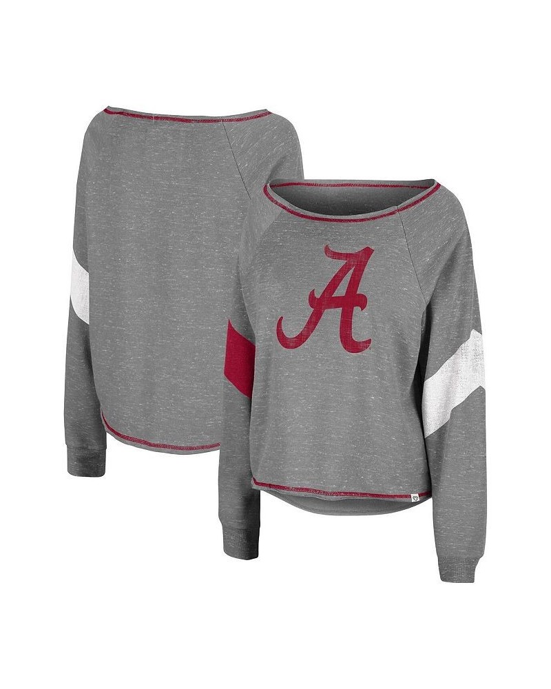 Women's Heathered Gray Alabama Crimson Tide Amped Chevron Stripe Raglan Boat Neck Pullover Sweatshirt Heathered Gray $26.65 S...