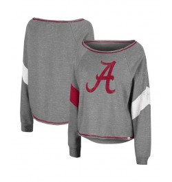 Women's Heathered Gray Alabama Crimson Tide Amped Chevron Stripe Raglan Boat Neck Pullover Sweatshirt Heathered Gray $26.65 S...